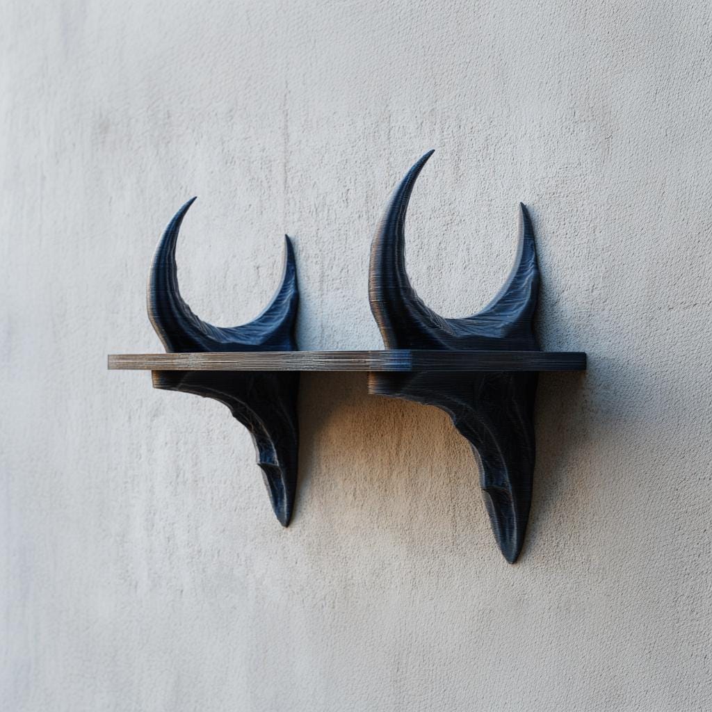 Product gallery view of 3D Printed Dragon Horn Wall Shelf.