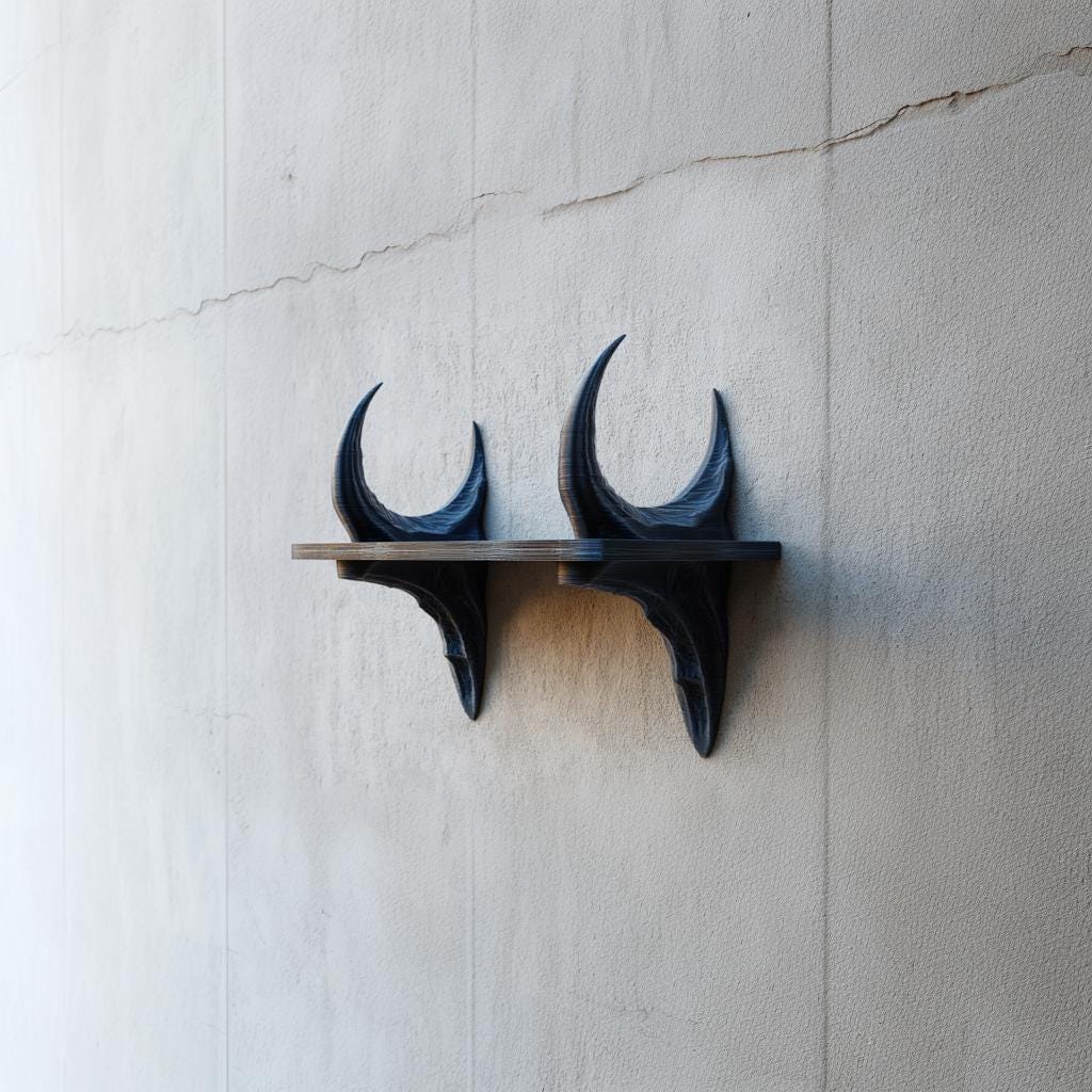 Alternate product view of 3D Printed Dragon Horn Wall Shelf.