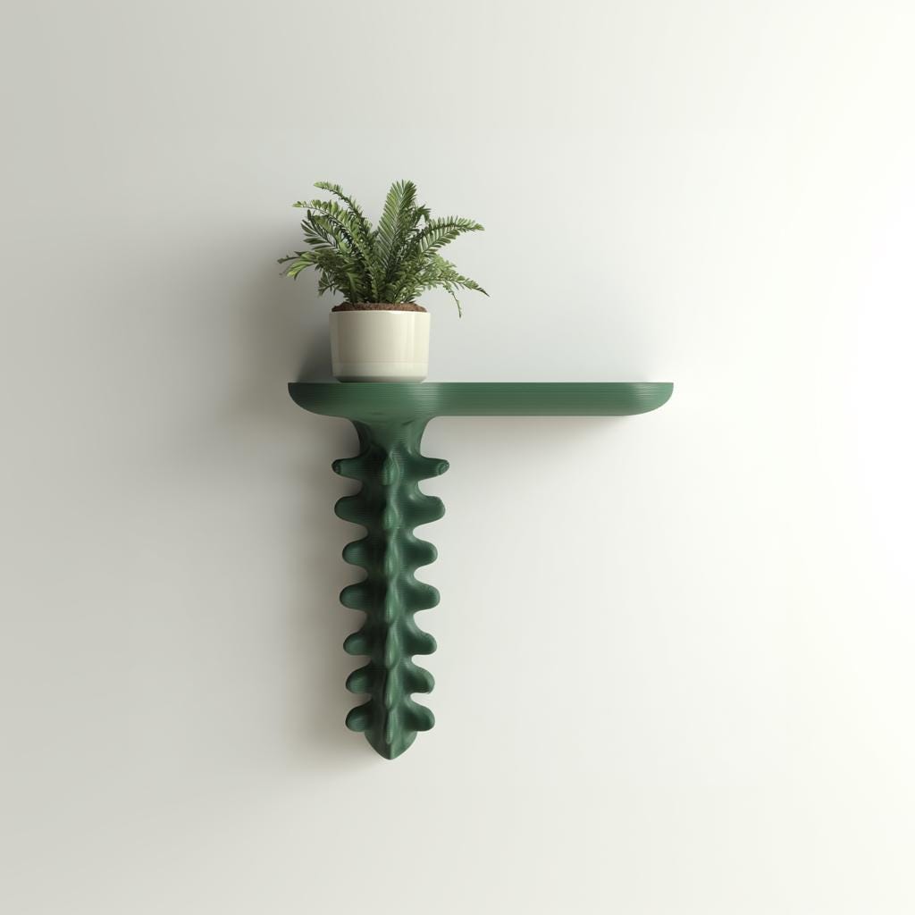 Product gallery view of 3D Printed Organic Growth Wall Shelf.