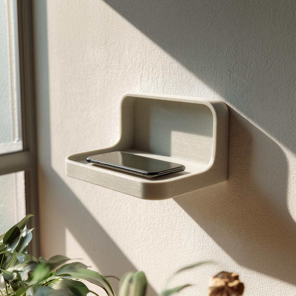 Product gallery view of 3D Printed Wall Phone Shelf.