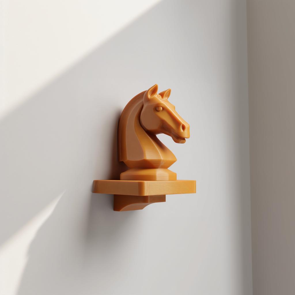 Alternate product view of 3D Printed Chess Knight Wall Shelf.