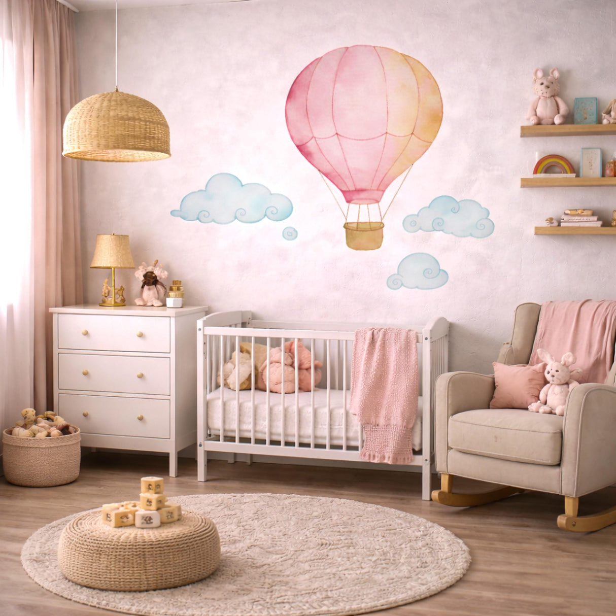 Additional product presentation of Pink Hot Air Balloon Wall Decal.