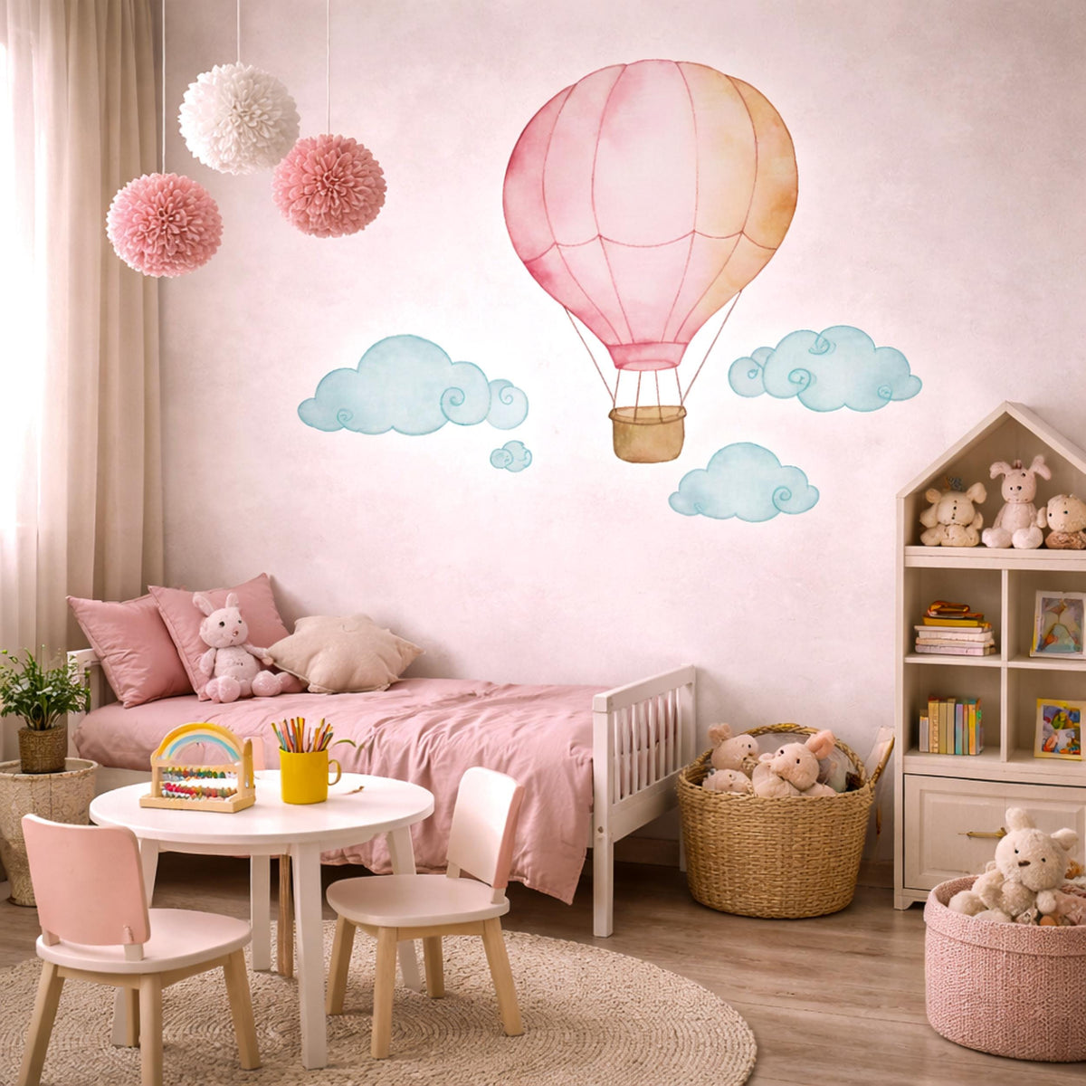 Alternate product view of Pink Hot Air Balloon Wall Decal.