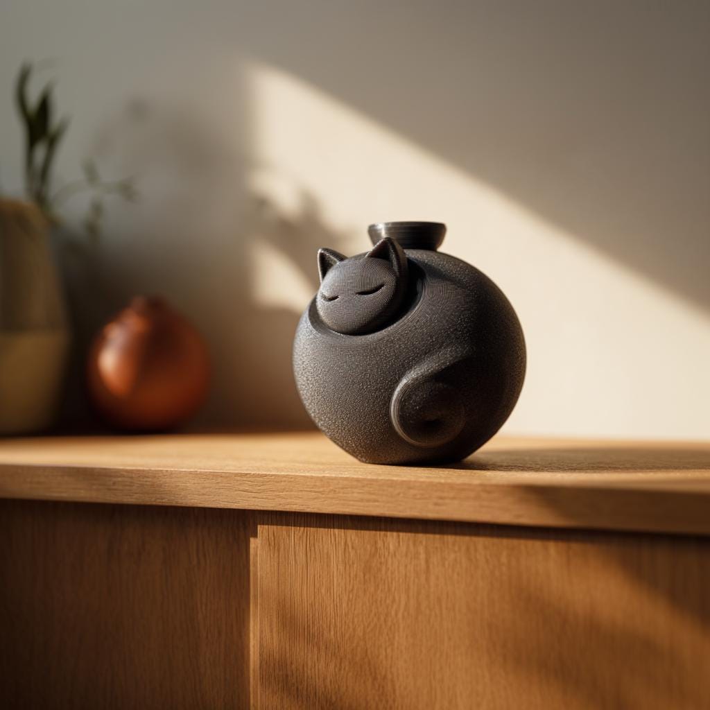 Product gallery view of Sleeping Cat Memorial Urn.