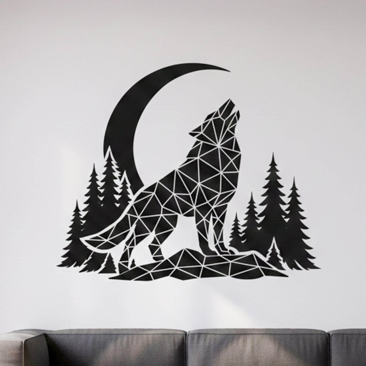 Product detail view of Geometric Wolf Wall Decal.