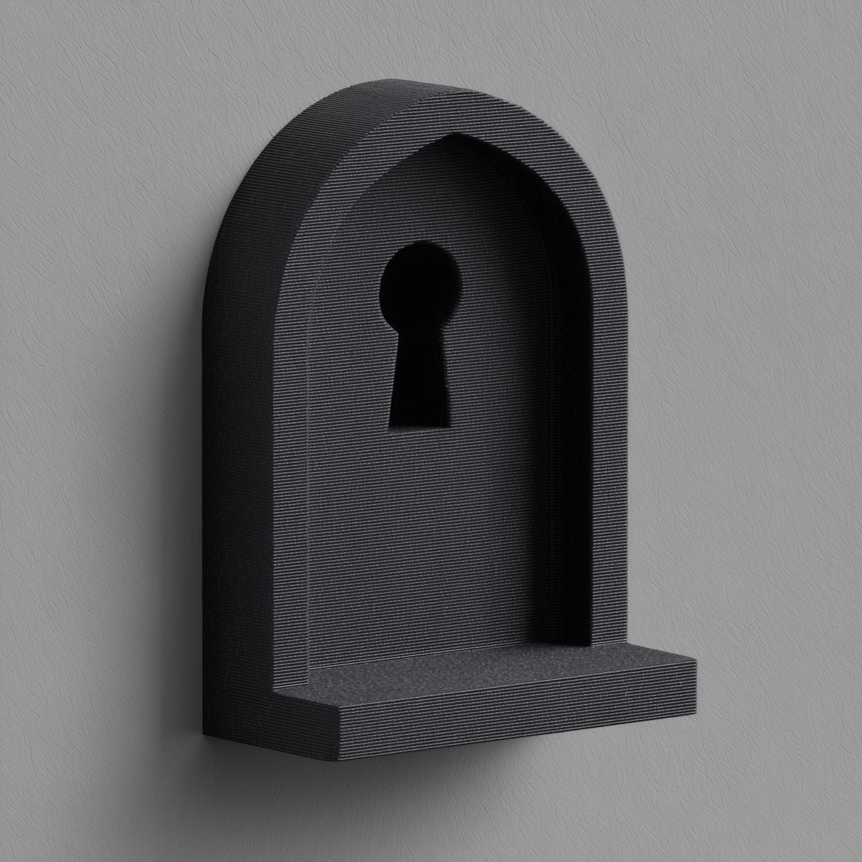 3D printed keyhole wall shelf with arched niche and compact display ledge