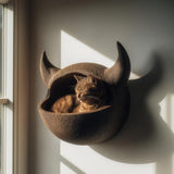 Product gallery view of 3D Printed Horned Cat Wall Shelf Bed.