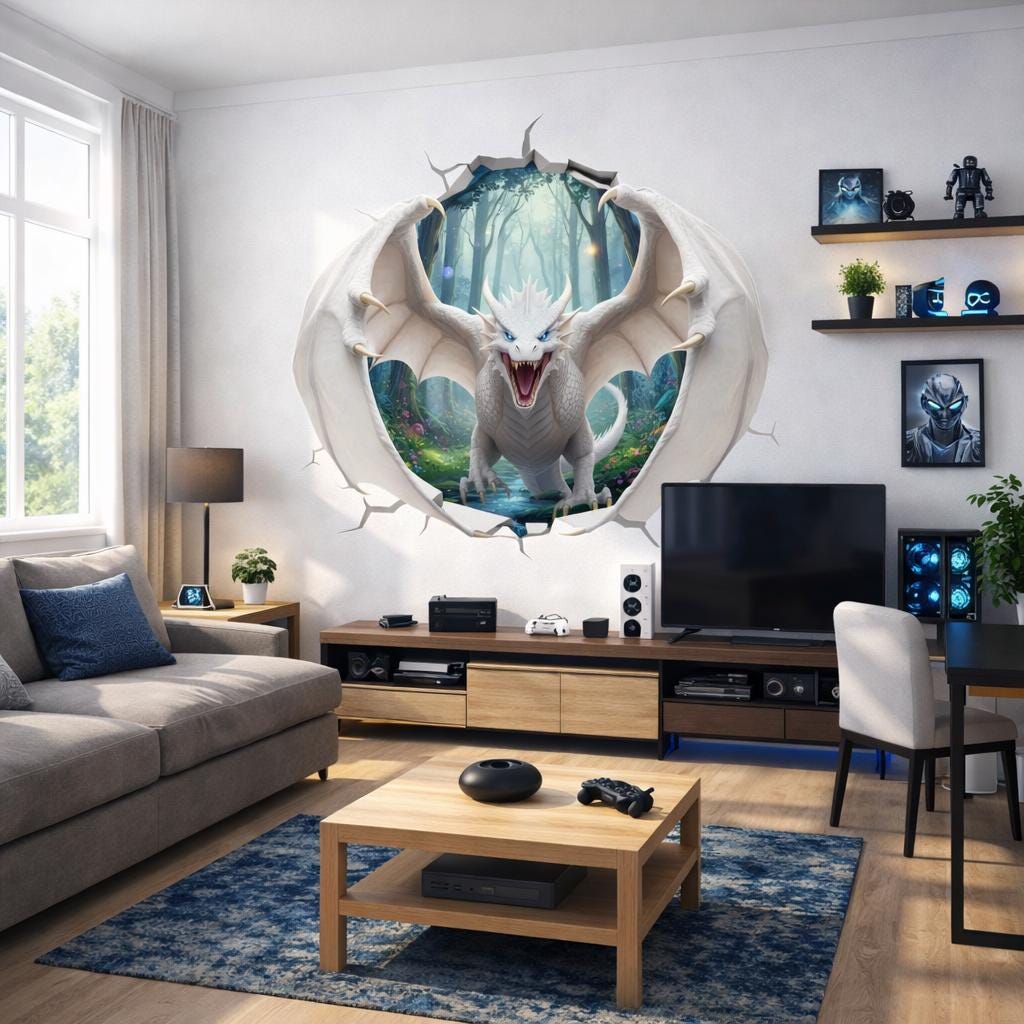 Alternate product view of White Dragon Wall Decal.