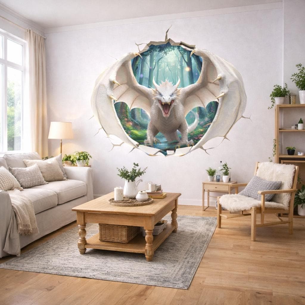 Product gallery view of White Dragon Wall Decal.