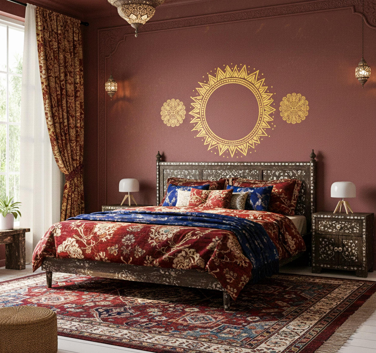 Product presentation view of Golden Sun Wall Decal.