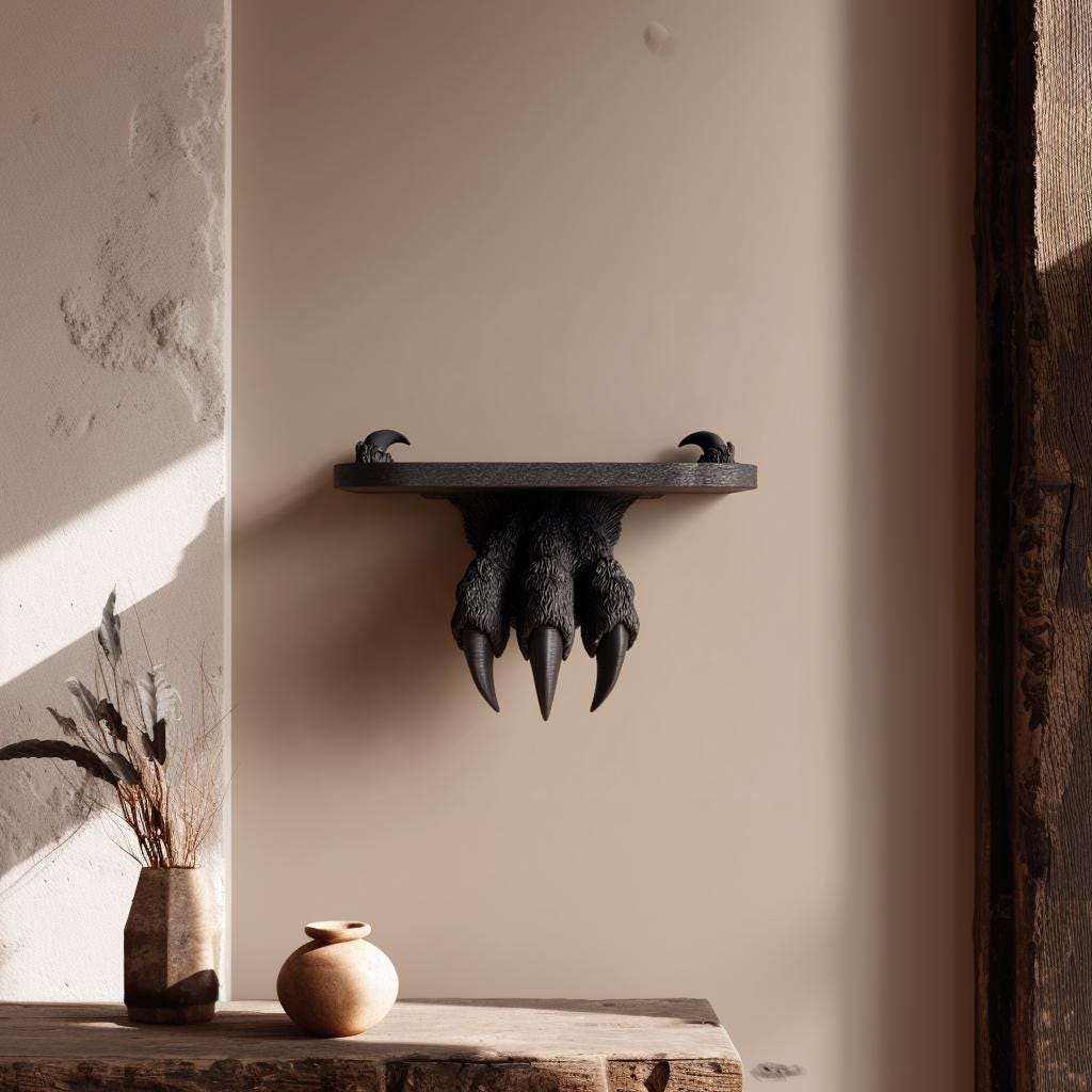 Alternate product view of 3D Printed Monster Claw Wall Shelf.