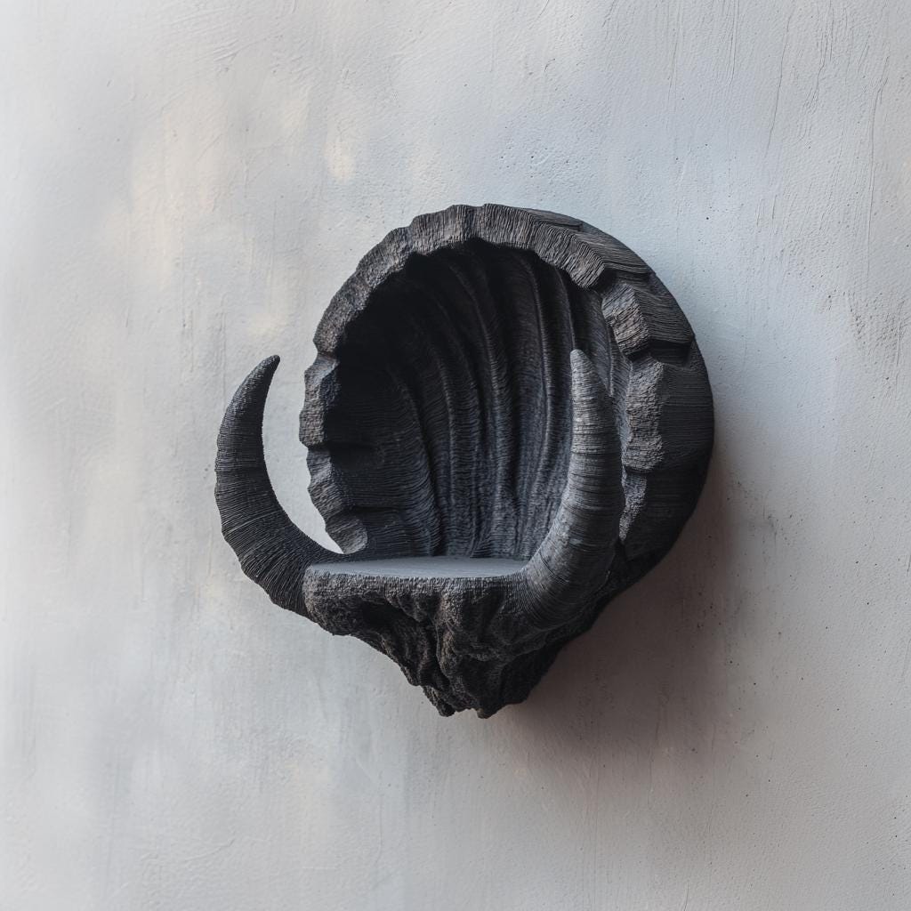 Product gallery view of 3D Printed Crescent Horn Wall Shelf.