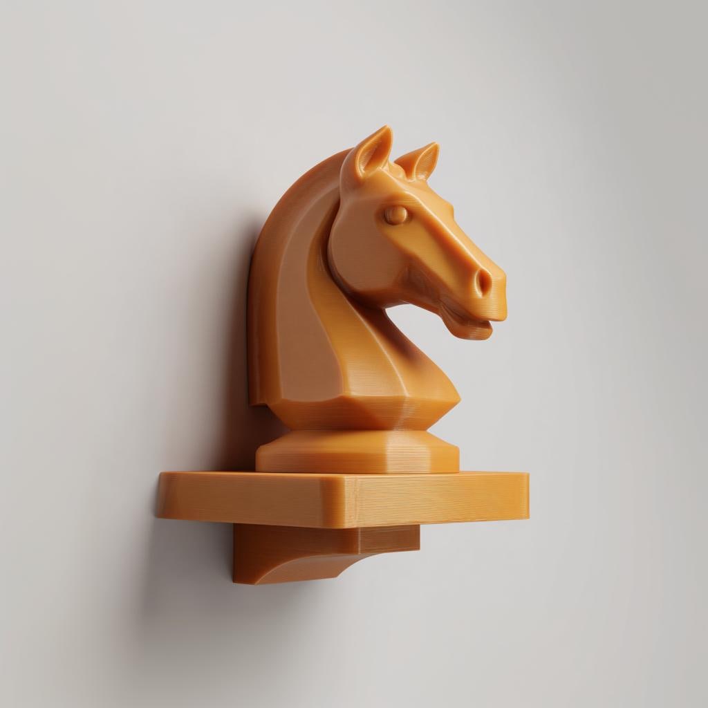 Product gallery view of 3D Printed Chess Knight Wall Shelf.