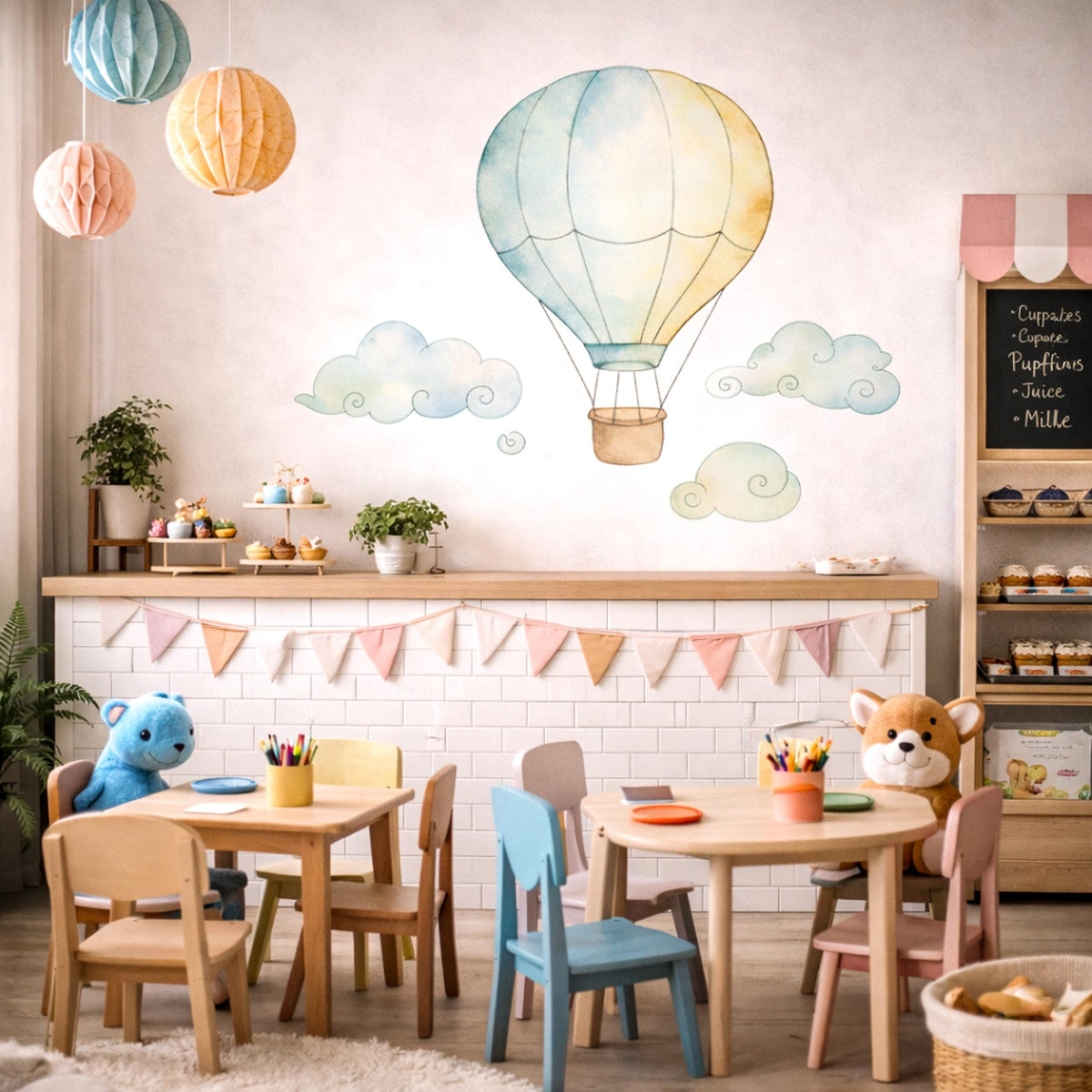 Additional product presentation of Blue Air Balloon Wall Decal.