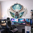 Winged white dragon wall decal breaking through from a glowing forest
