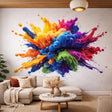 Rainbow paint explosion wall decal with a printed 3D motion effect
