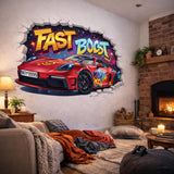 3D Race Car Wall Decal shown on a vehicle.