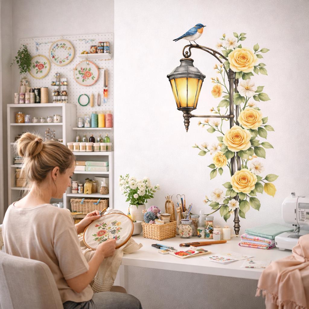 Additional product detail of Floral Street Lamp Decal.