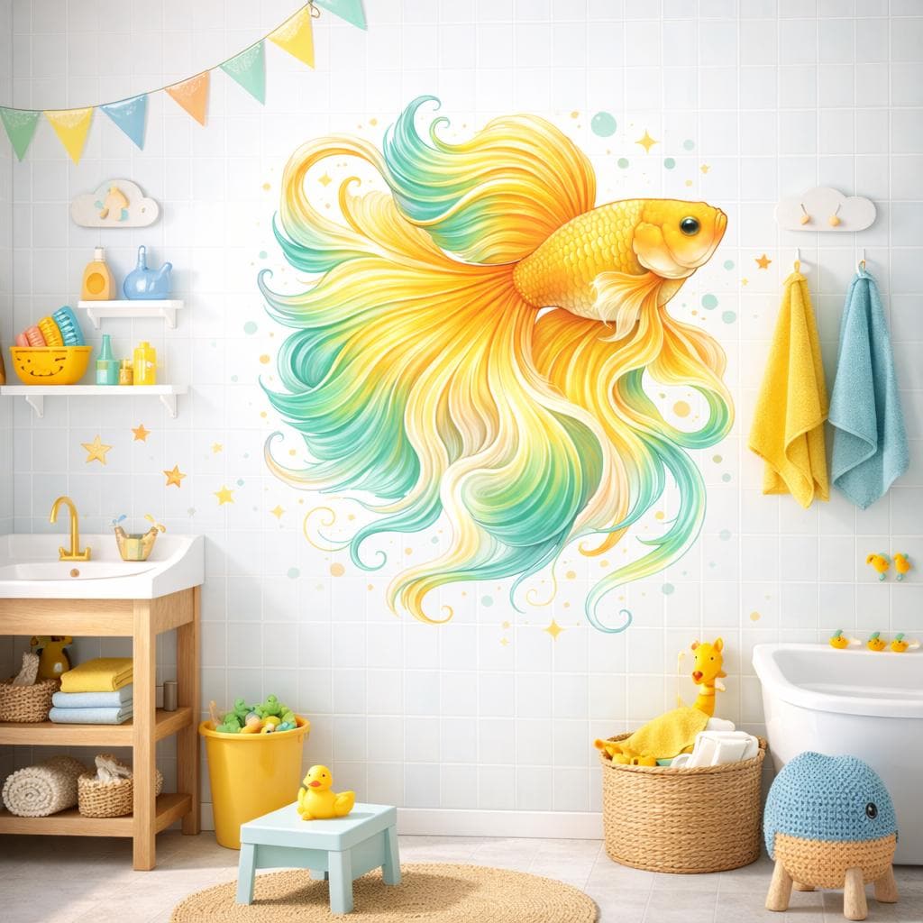 Product view of Colorful Betta Fish Decal.