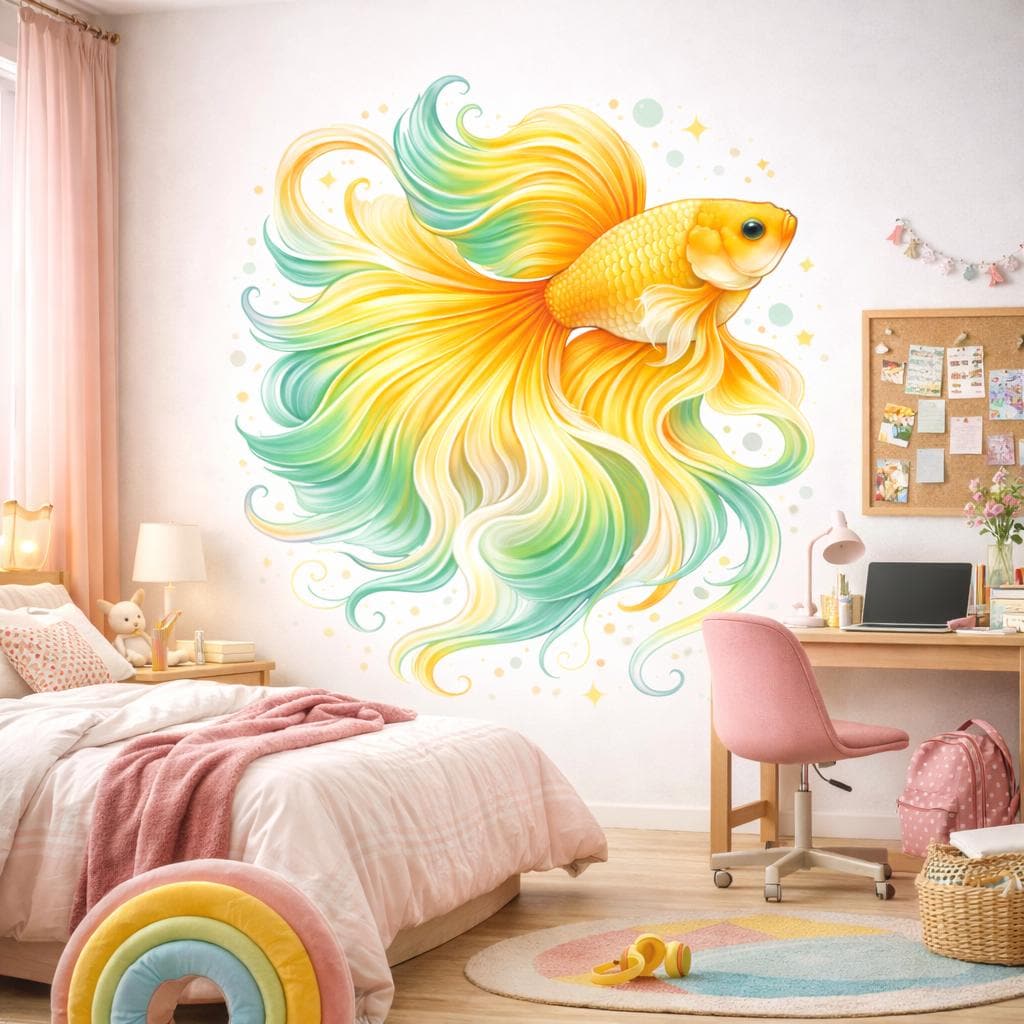Alternate gallery view of Colorful Betta Fish Decal.