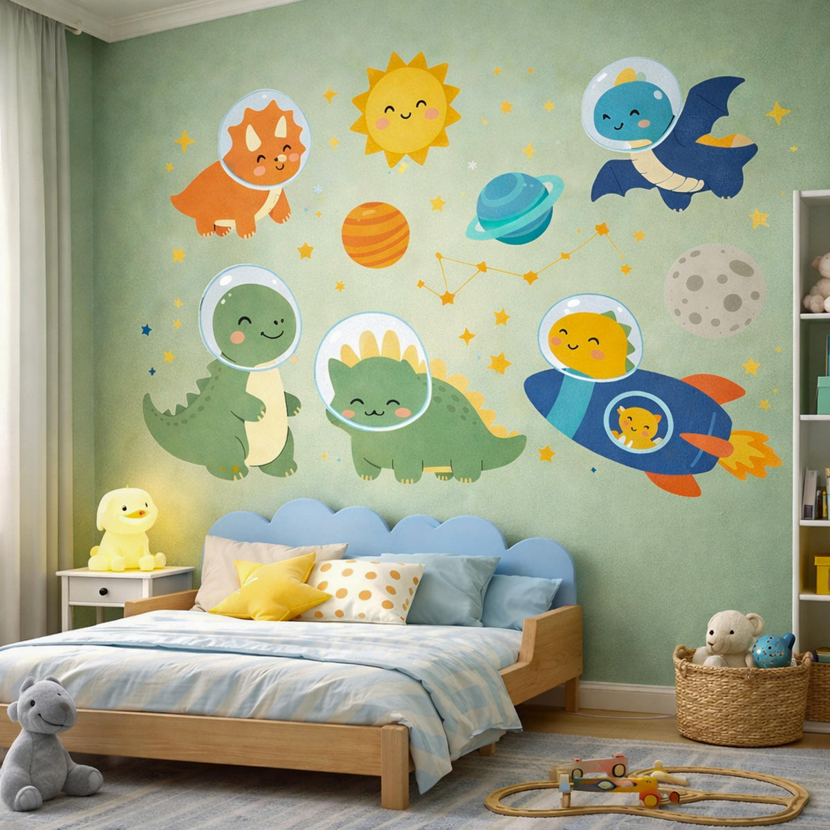 Alternate product view of Space Dinosaur Wall Decals.