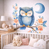 Sleeping Owl Wall Decal displayed in a room setting.