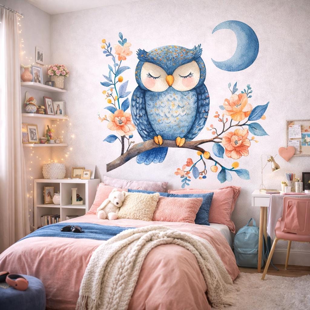 Additional product view of Sleeping Owl Wall Decal.