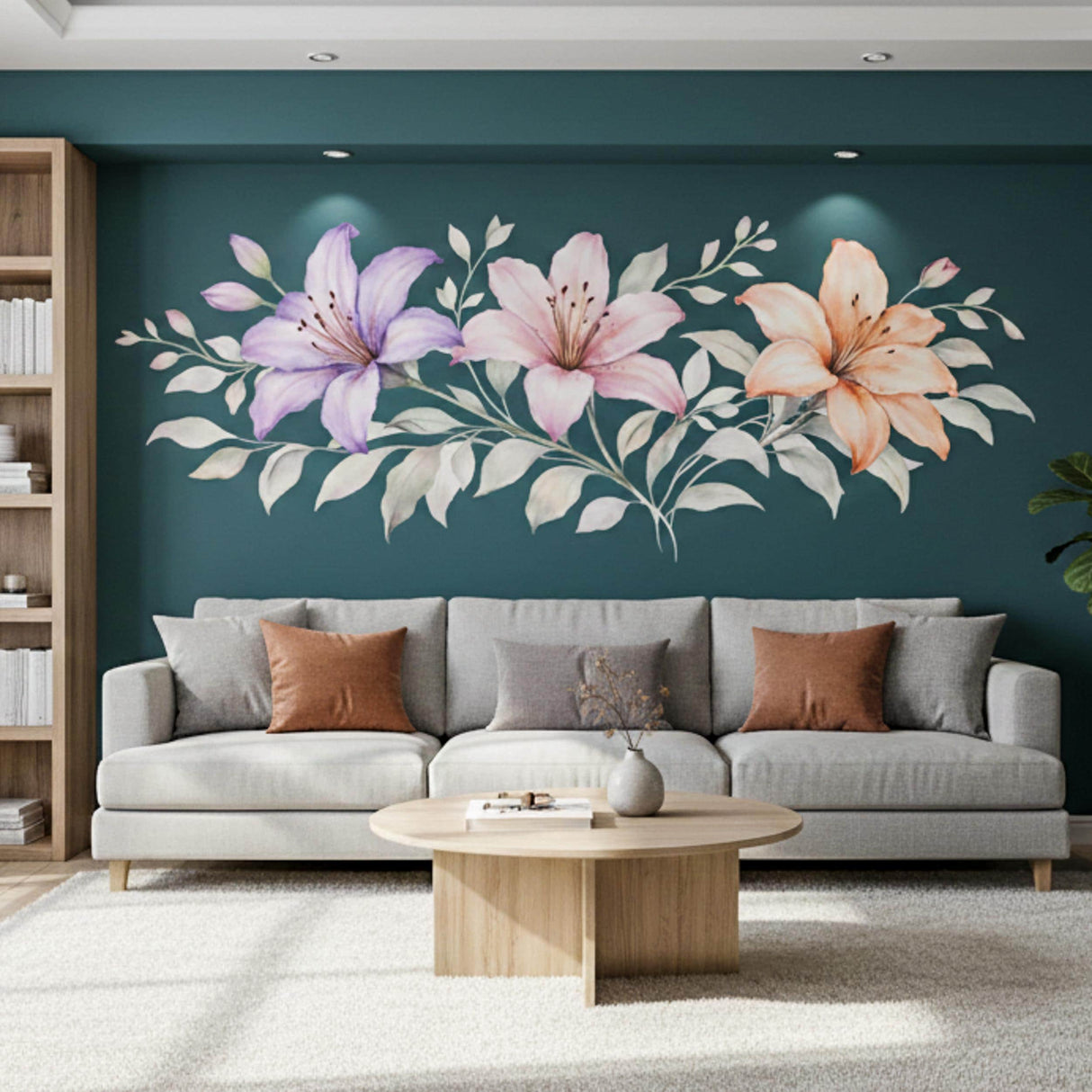 Lily Flower Wall Decal displayed in a room setting.