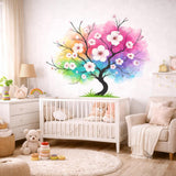 Product view of Watercolor Rainbow Tree Decal.