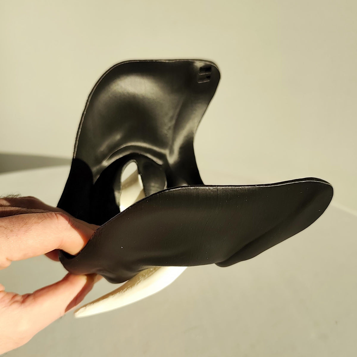 Product display view of 3D Printed Two-Color Oni Half Face Mask.