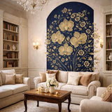 Alternate product view of Gold Orchid Wall Decal.