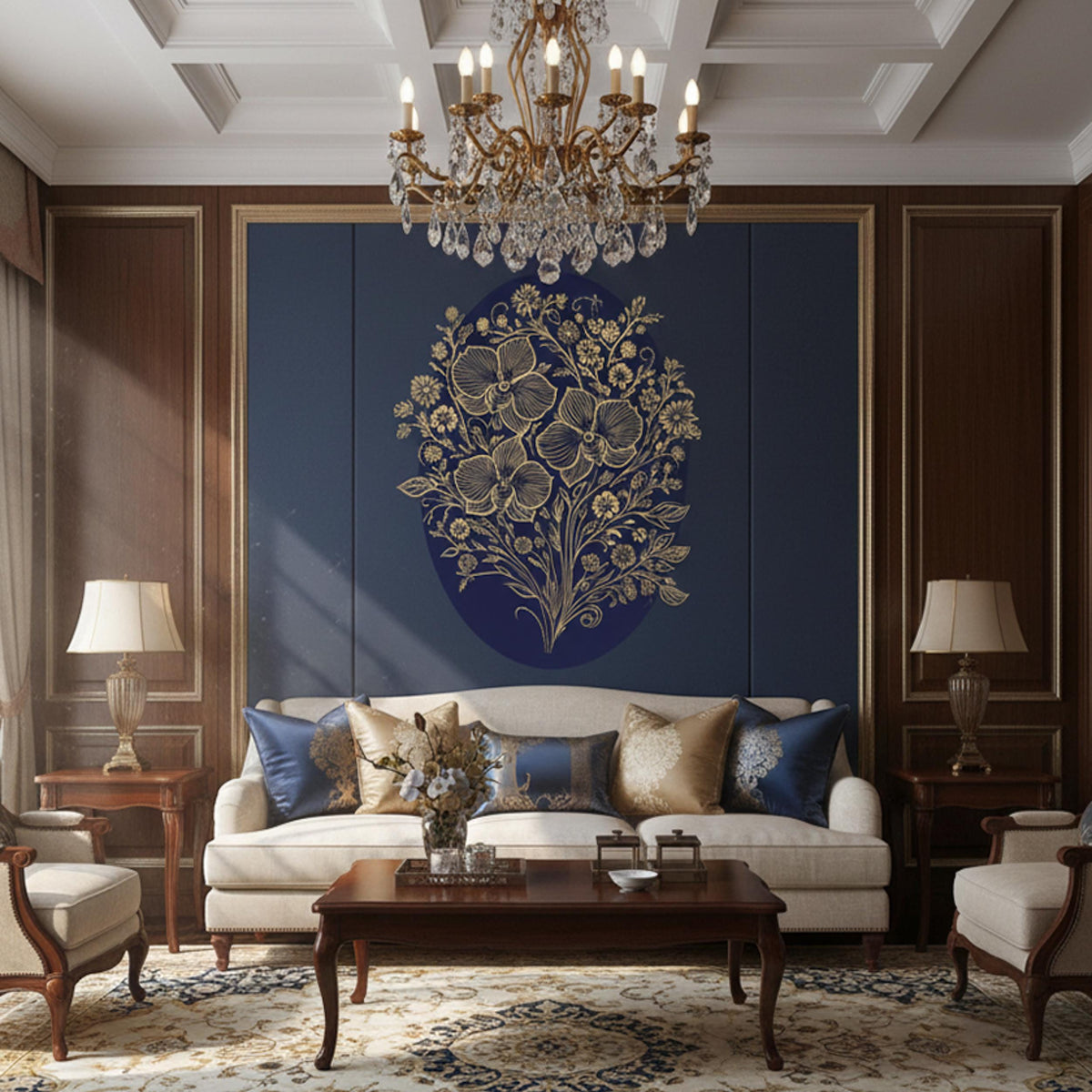 Alternate product presentation of Gold Filigree Orchid Decal.