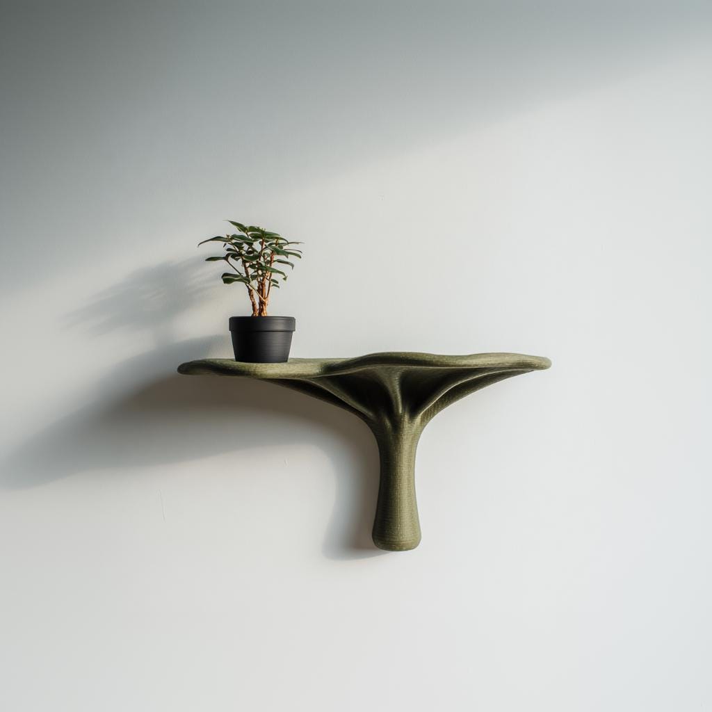 Product gallery view of 3D Printed Nature-Inspired Wall Shelf.