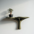 3D printed nature-inspired wall shelf with tree-like flowing support and wide ledge