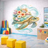 Sea Turtle Wall Decal displayed in a room setting.
