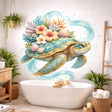 A vibrant watercolor-style vinyl wall decal of a sea turtle on a white background.