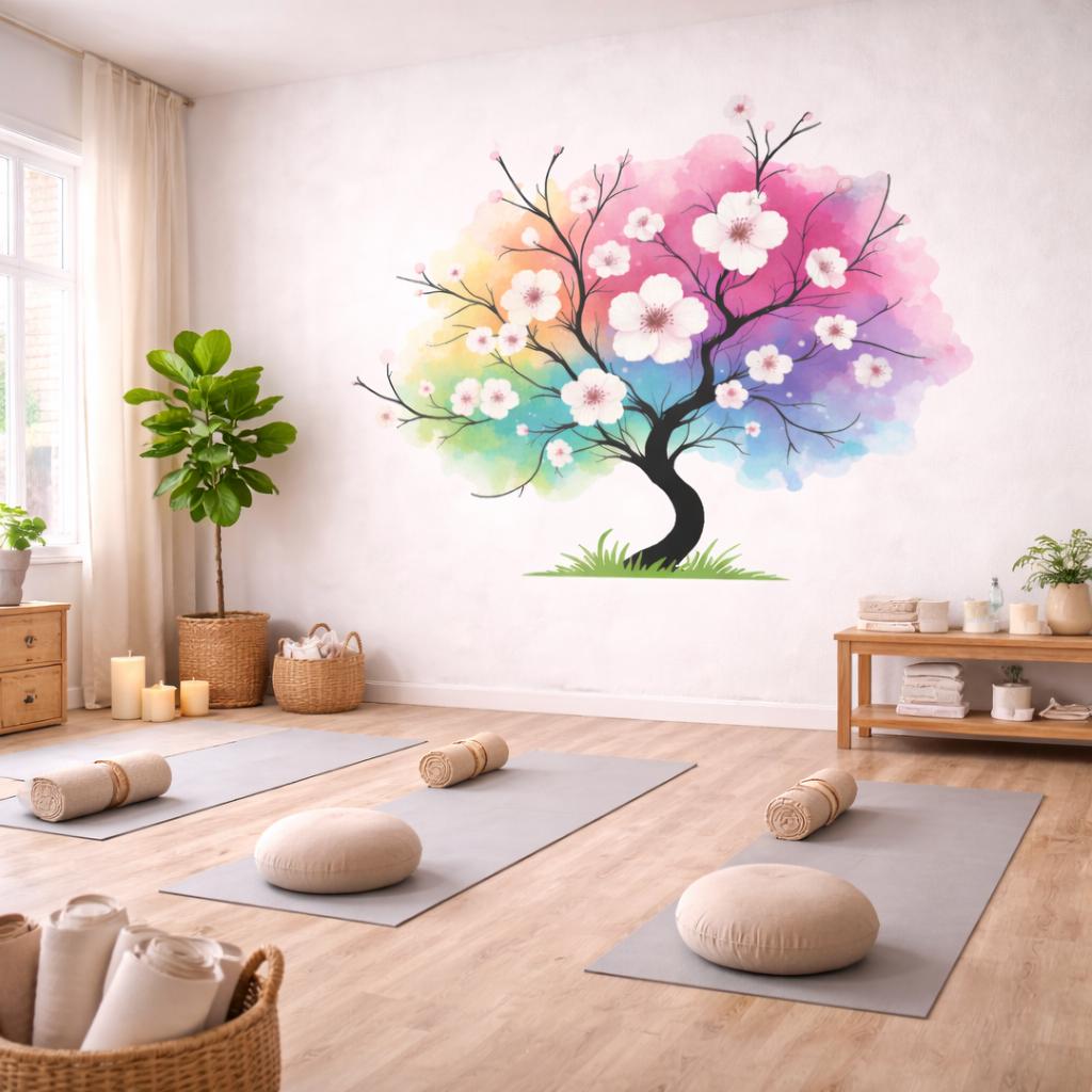 Alternate gallery view of Watercolor Rainbow Tree Decal.