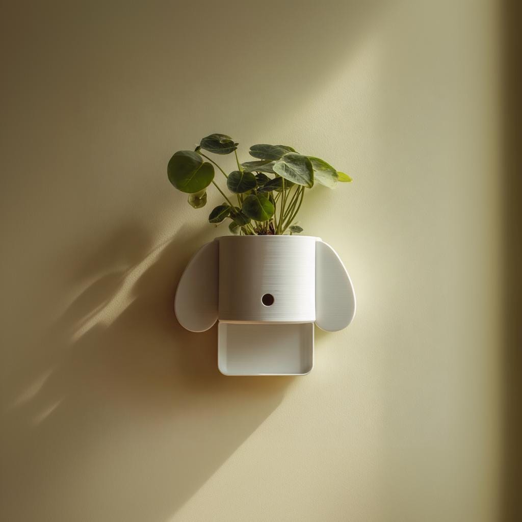 Product gallery view of 3D Printed Dog Wall Planter Shelf.