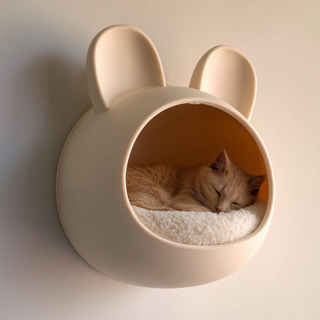 3D printed bunny wall cat cave with rounded enclosure and long ears