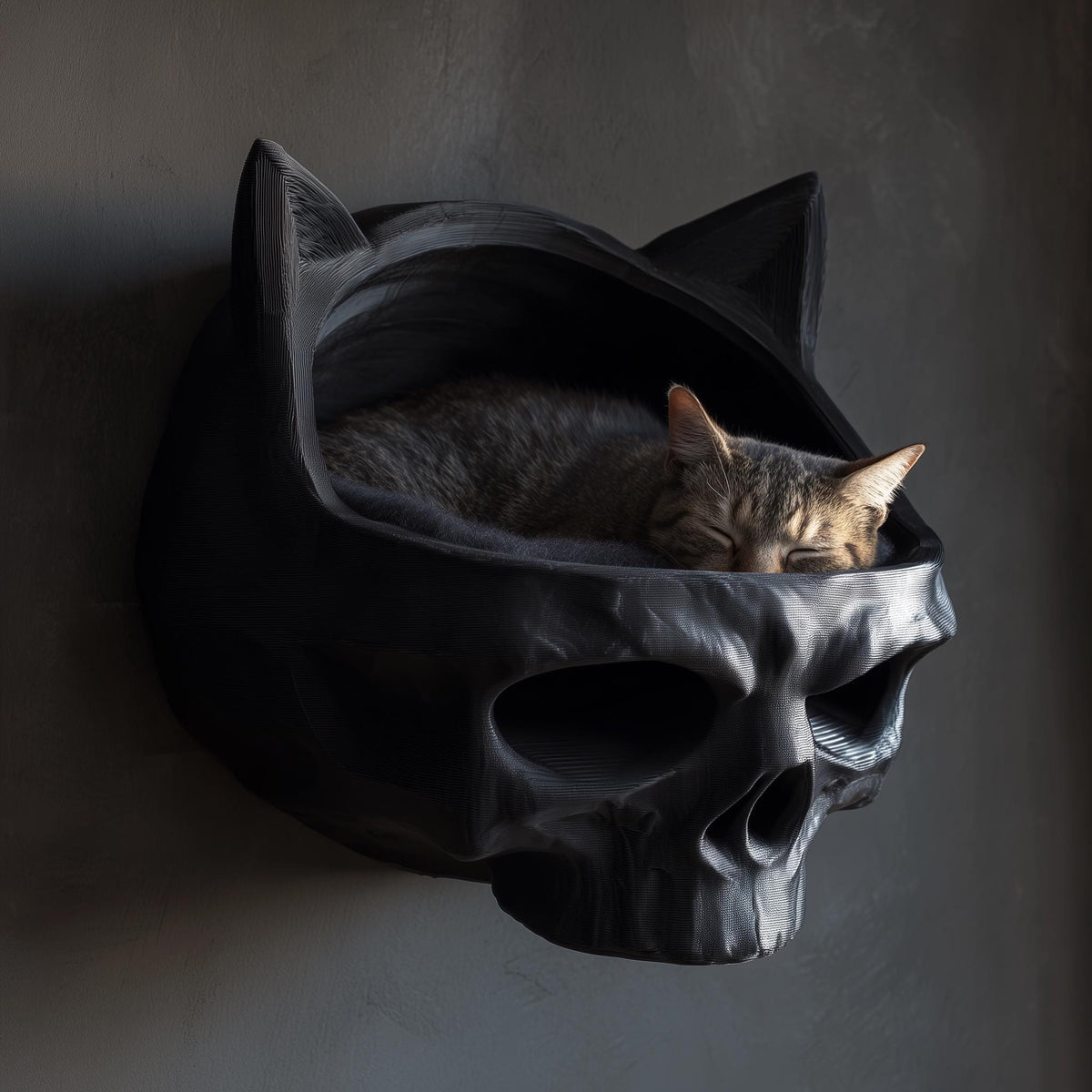 3D Printed Skull Wall Cat Bed shown in the product image.