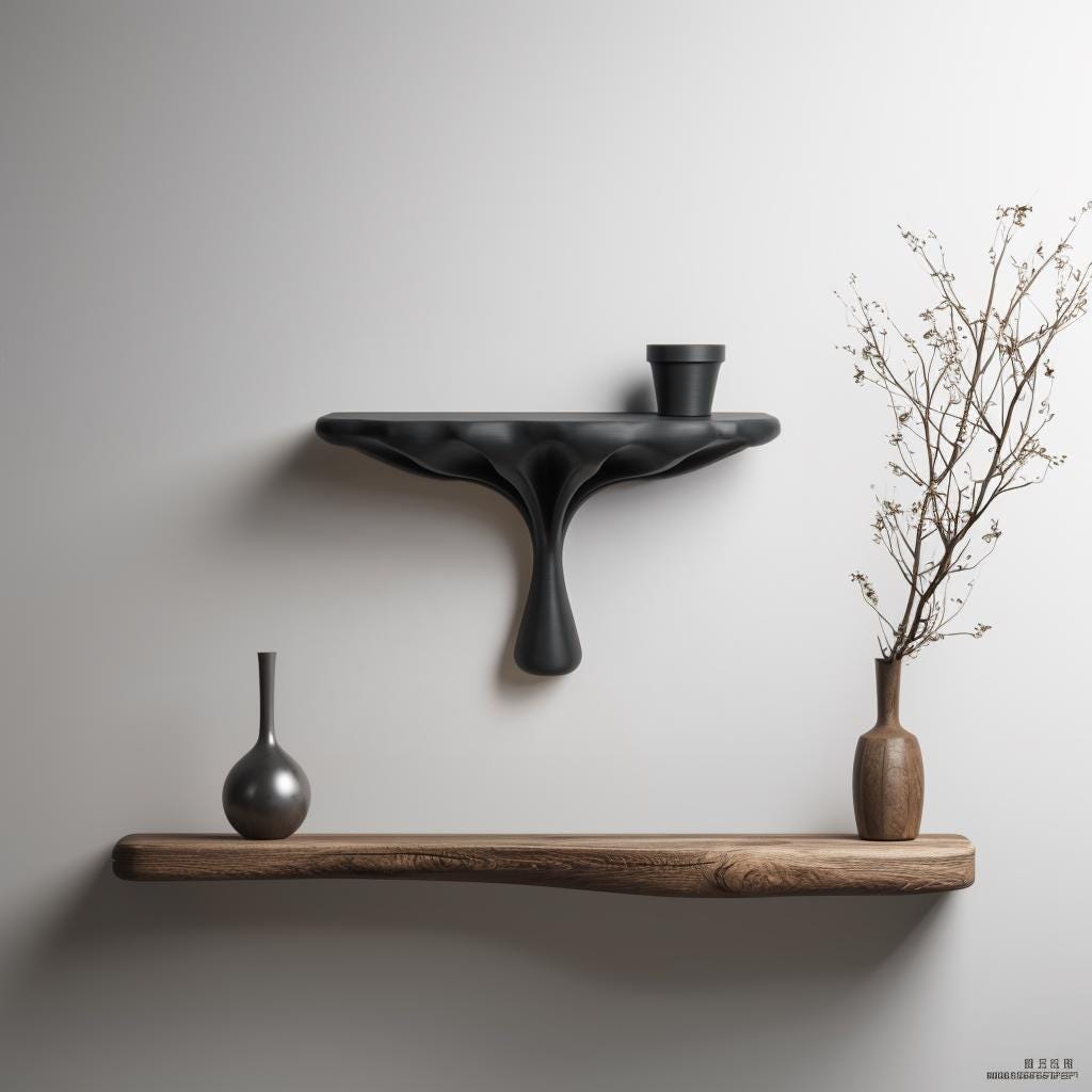 Alternate product view of 3D Printed Organic Sculptural Wall Shelf.