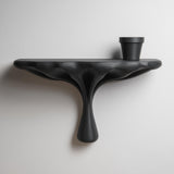 3D printed organic wall shelf with flowing sculptural support and horizontal display ledge