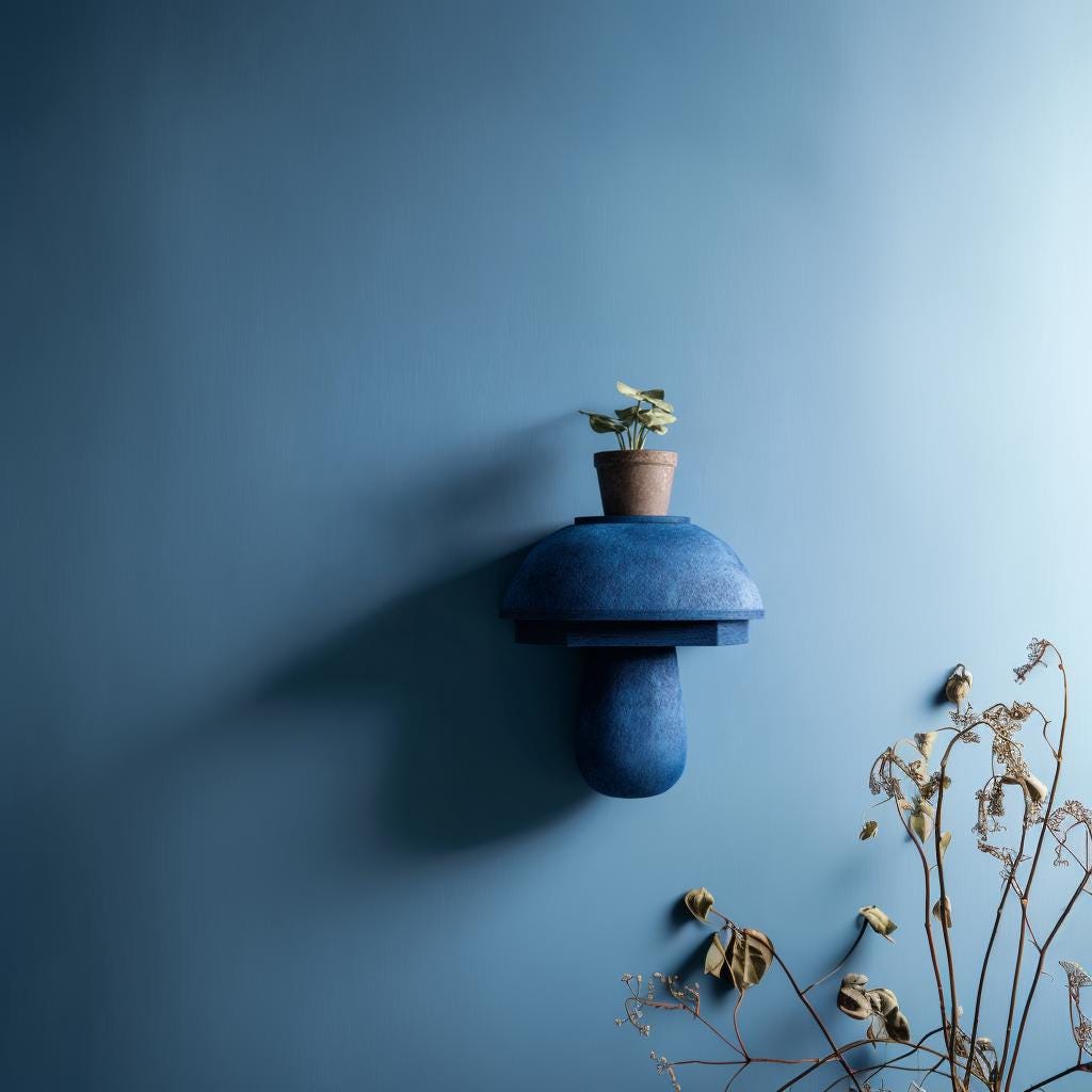 Alternate product view of 3D Printed Modern Mushroom Wall Shelf.