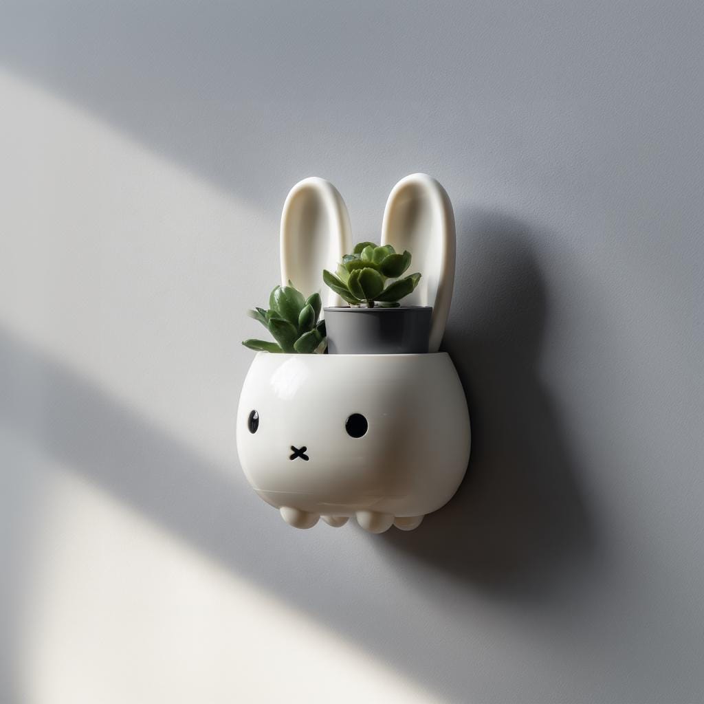 Product gallery view of 3D Printed Bunny Planter Wall Shelf.