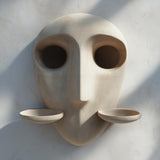 3D printed abstract face wall shelf with two removable cup-shaped display platforms