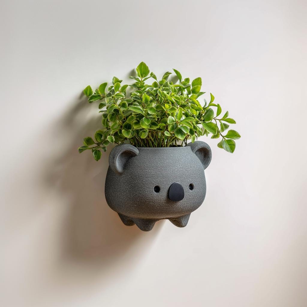 Product gallery view of 3D Printed Koala Wall Planter.