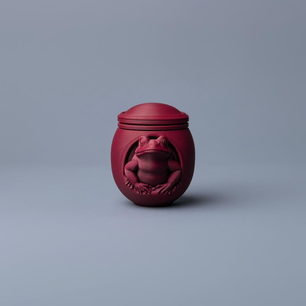 Alternate product view of 3D Printed Frog Memorial Urn.