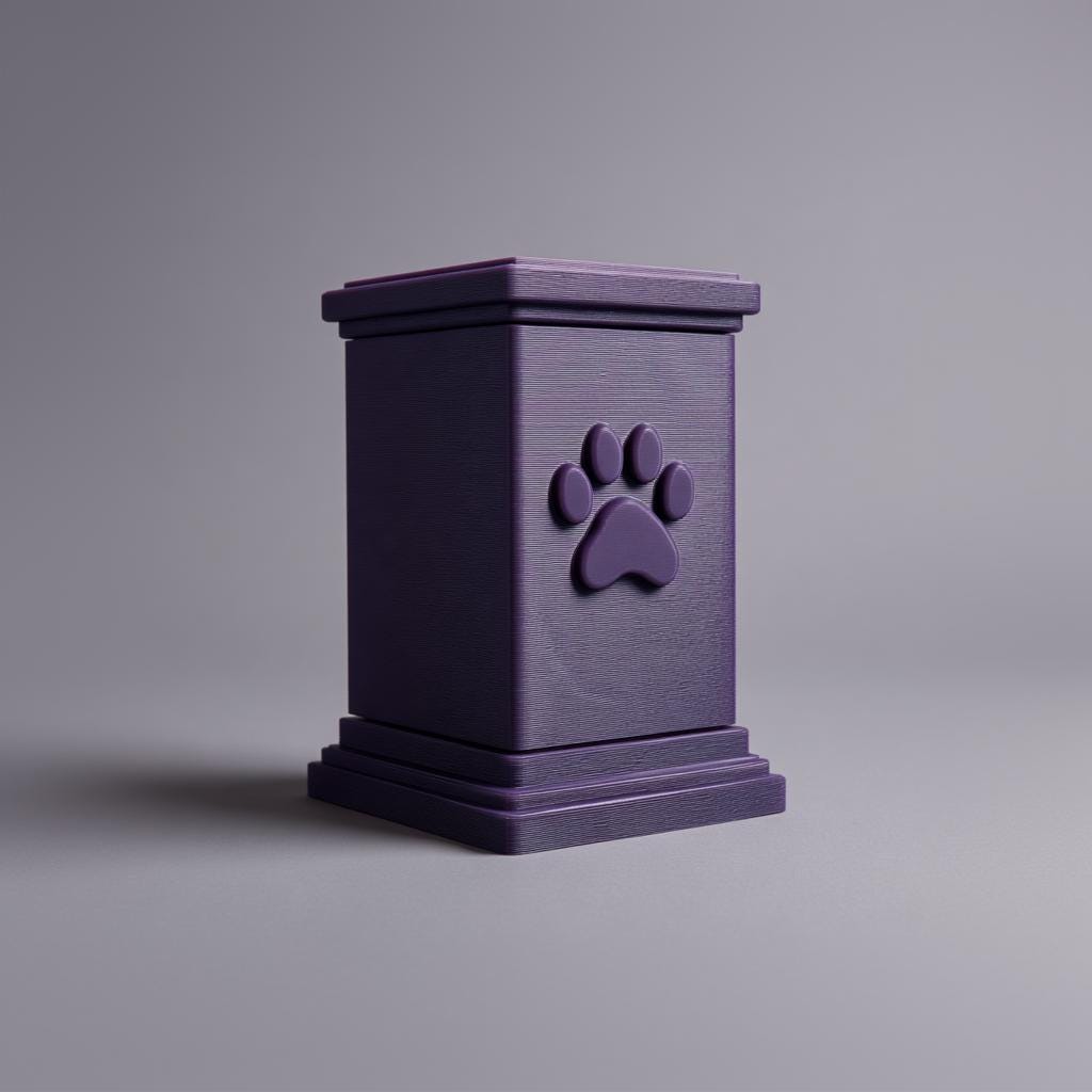 Product gallery view of 3D Printed Paw Print Box Memorial Urn.