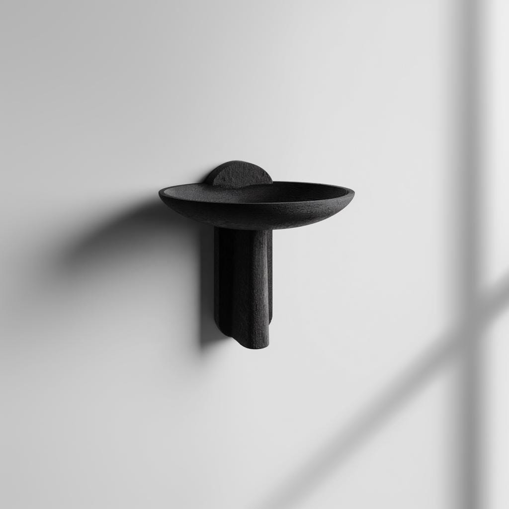 Alternate product view of 3D Printed Minimal Bowl Wall Shelf.