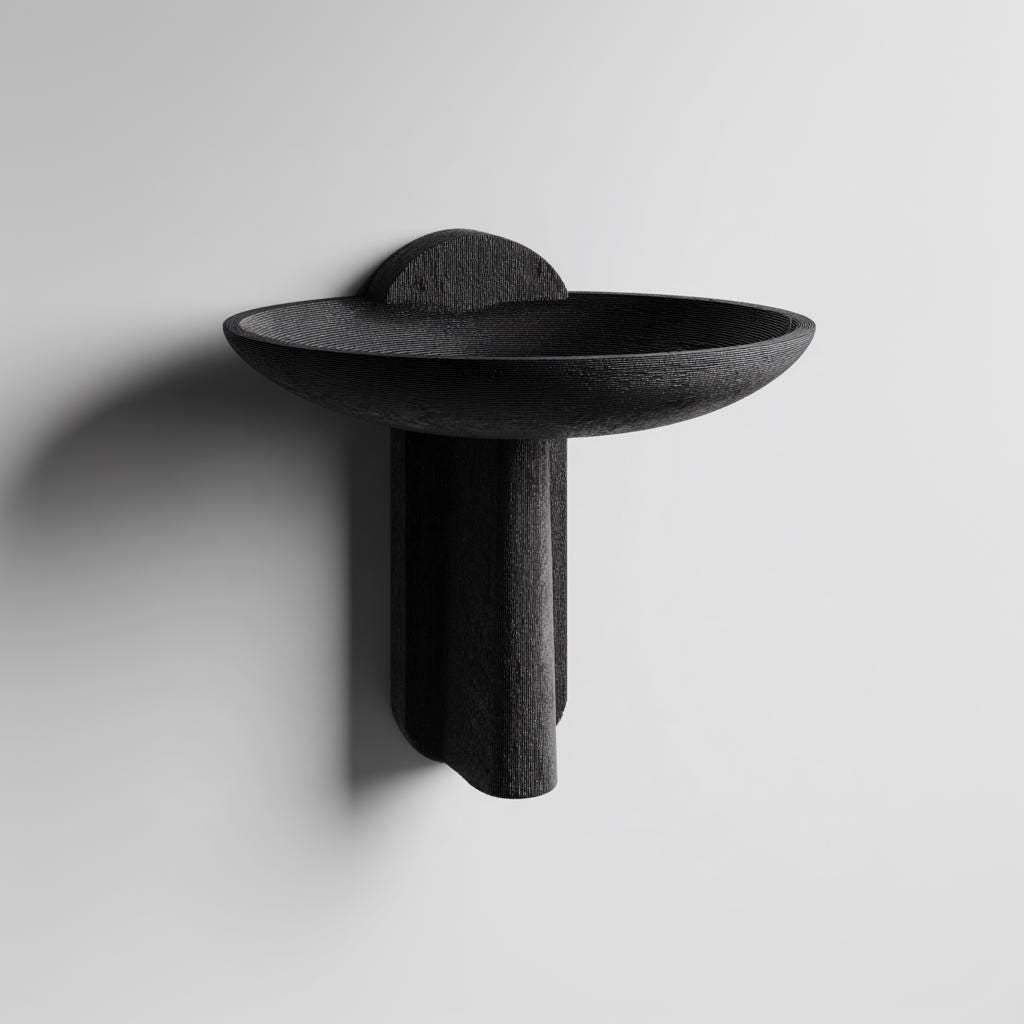 Product gallery view of 3D Printed Minimal Bowl Wall Shelf.